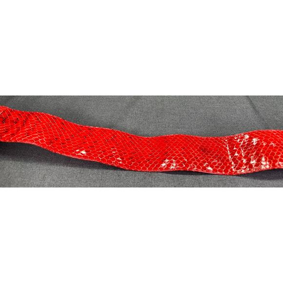 Vintage Genuine Red Reptile Skin and Suede Leather Belt - Picture 9 of 16